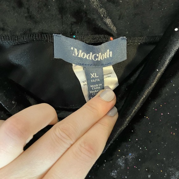 ModCloth velvet sparkle leggings pants black soft comfortable bottoms - Picture 4 of 6
